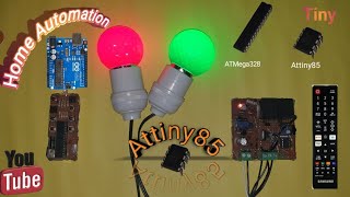 ATtiny85 Relay Control with IR Remote  4Channel IR Remote Control Systemexperiment electronic [upl. by Aloek86]