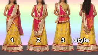 How to Wear Lehenga with Different Style of Dupatta Draping [upl. by Rolyak114]