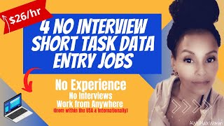 💻 4 NoInterview Data Entry Jobs You Can Start NOW Easy Money 💰 [upl. by Adeys]