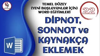 WORD DERS 22  Dipnot Sonnot ve Kaynakça Eklemek [upl. by Yetti]