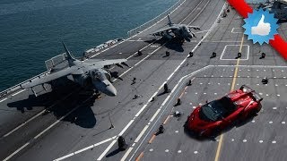 Lamborghini Veneno Roadster On Aircraft Carrier [upl. by Claybourne23]