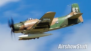 Douglas A1 Skyraider Flybys  Northern Illinois Airshow 2017 [upl. by Andeee]