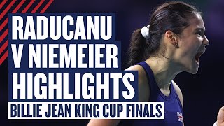 Highlights  Raducanu v Niemeier  GB v Germany  Billie Jean King Cup Finals 2024  LTA [upl. by Eirac765]