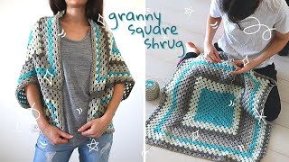 How To Crochet A Granny Square Shrug  Free Cocoon Cardigan Pattern \\ Continuous Granny Square [upl. by Iahk196]