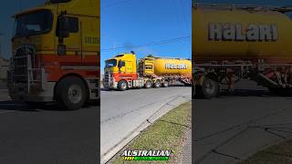 Kenworth K200 quad dry bulk tanker road train turning [upl. by Eolanda131]