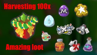 Harversting 100x festive planters in Bee Swarm Simulator  AMAZING loot [upl. by Eniarda]