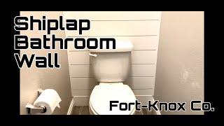 Shiplap Bathroom Accent Wall Install and How To DIY [upl. by Bekelja]