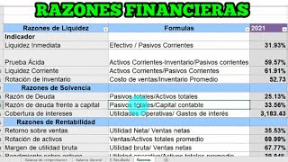 Indicadores Financieros o Razones financieras  Análisis financiero en Excel [upl. by Sinclare501]