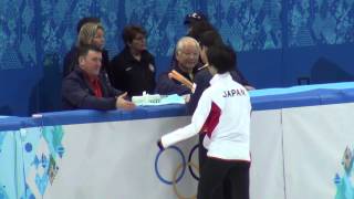 Sochi 2014 Hanyu and Fernandes ending practice FS together 00716 [upl. by Suehtomit895]