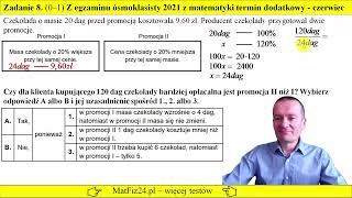 Zadanie 8 Egzamin ósmoklasisty 2021 czerwiectermin dodatkowy  MatFiz24pl [upl. by Maire574]