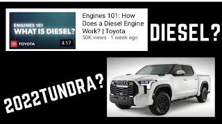 A Diesel 2022 Tundra Curious Toyota USA Diesel Video Baffles Fans [upl. by Brodie]