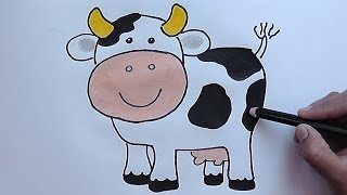 Como dibujar y colorear paso a paso a la Vaca  As drawing and coloring step to Cow [upl. by Schaffer226]