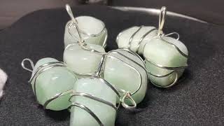 Natural Amazonite Tumble Crystal Wire Wrapped Pendant CP1009 [upl. by Nirahs]