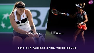 Aryna Sabalenka vs Lesia Tsurenko  2019 BNP Paribas Open Third Round  WTA Highlights [upl. by Nossila]