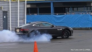 2015 Jaguar FType R Coupe BURNOUT  Porsche 918 Spyder [upl. by Sarajane118]