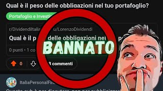 FINANZA su YOUTUBE e altri social cosa succede 🚫 BANNATO su REDDIT [upl. by Almond]