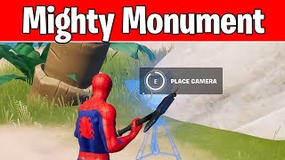 Receive your next objective at the Mighty Monument Fortnite Season Quests Place Cameras [upl. by Cleavland]