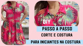 👗VESTIDO DE VISCOSE SOLTINHO COM GOLA E BOTÕES DIY FÁCIL SEM MOLDE passoapasso costurando dress [upl. by Einnhoj]