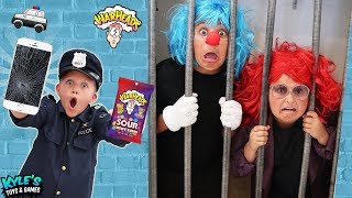 🚓 KID COP VS ROBBERS STEAL A MILLION SOUR CANDY Family Friendly COPS AND ROBBERS GAME FOR KIDS [upl. by Julita]