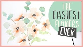 The EASIEST Flowers EVER  Beginner Watercolour Tutorial [upl. by Guzel288]