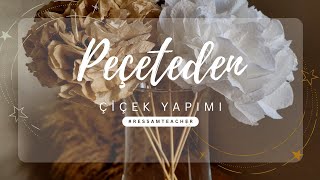 Peçeteden çiçek yapımı 💮 Hobi İdea [upl. by Krilov]