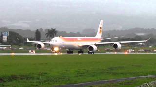 Iberia Airbus A340600 Wet Take Off MROC Costa Rica [upl. by Norina]