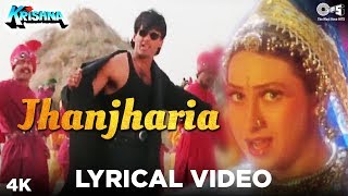 Jhanjharia Lyrical Video Male  Krishna  Suniel Shetty Karisma Kapoor  Abhijeet Bhattacharya [upl. by Zealand]