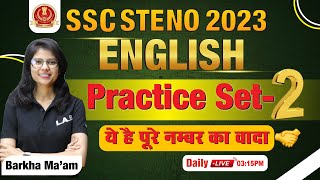 SSC Steno English 2023  Steno English Practice Set 2  English for SSC Steno by Barkha Maam  LAB [upl. by Nina]