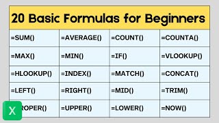 🔥 20 Basic Excel Formulas Explained with Examples [upl. by Chemarin184]