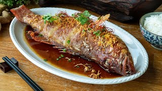 Pan Fried Fish with Soy Sauce Recipe Red Grouper  煎石斑鱼 [upl. by Oiluig]