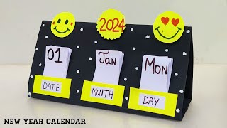 New Year 2024 Calendar Making • How to make calendar from paper • desk calendar • handmade calendar [upl. by Aihtnic530]