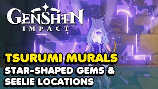 All StarShaped Gem amp Electro Seelie Locations For The Murals In Shirikoro Peak Genshin Impact [upl. by Elocel]