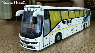 KSRTC AIRAVAT VOLVO B11R BUS MODEL 118  VOLVO B11R BUS CARDBOARD MODEL  with STEERABLE REAR AXLE [upl. by Tnirb]