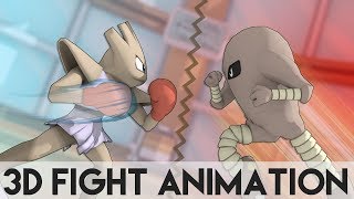 3D Pokemon Fight Animation  Hitmonlee vs Hitmonchan [upl. by Attinahs]