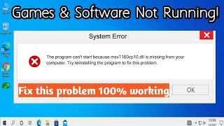 msv1160cp10 dll How to Fix msv1160cp10 dll Files Missing Error In Windows 1087 100 Works 2023 [upl. by Enidlarej]