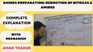 Amine Preparation by reduction of Nitriles and Amides II Complete explanation with mechanism II [upl. by Akenna]