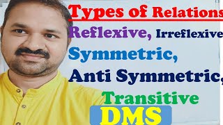 Types of Relations  Reflexive  Irreflexive  Symmetric  Anti Symmetric  Transitive DMS [upl. by Vasiliu]