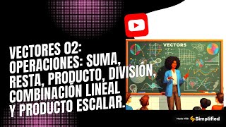 VECTORES 02 OPERACIONES SUMA RESTA PRODUCTO DIVISIÓN COMBINACIÓN LINEAL Y PRODUCTO ESCALAR [upl. by Dennard]