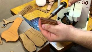 Example of hot glazing a leather seam [upl. by Hennahane]