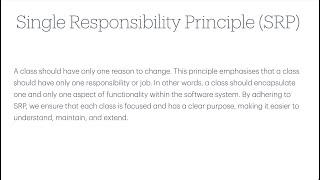 SOLID Principles  What is a Single Responsibility Principle in Oops  C [upl. by Ohcamac]