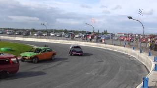 Nutts Corner Raceway 280914 Unlimited Bangers World Cup Race 1 [upl. by Cody883]