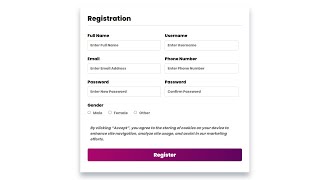 How to Create a Registration Form in HTML amp CSS  Responsive Registration Form in HTML amp CSS [upl. by Anaej466]