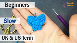 Crochet 🦋 How to do a Butterfly Easy Tutorial for Absolute Beginners 🦋Crochet Small Butterflies 🦋 [upl. by Nile658]