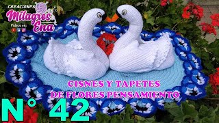 Manualidades Milagros Ena N° 42 CISNES TEJIDOS A CROCHET EN CENTRO DE MESA CON FLORES PASO A PASO [upl. by Omero]