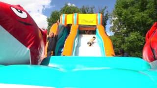 Plainsboro police officer hit camps water slide in uniform [upl. by Kacey]