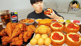 ASMR MUKBANG 굽네 고추바사삭 치킨먹방 시카고피자 볼케이노치즈치밥 먹방 amp 레시피 CHICKEN amp PIZZA EATING SOUND [upl. by Sezen]