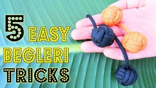 5 Easy Begleri Tricks  How to use Paracord Monkeys Fists Tutorial [upl. by Drescher516]