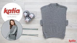 How to Knit a Women Sleeveless Sweater  Katia [upl. by Sanborne]