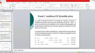 Rank condition of identification sufficient condition of identification [upl. by Nortad]