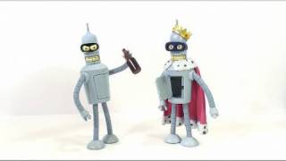 Video Review of the Toynami Futurama Series 5 figure Super King Bender [upl. by Kursh]